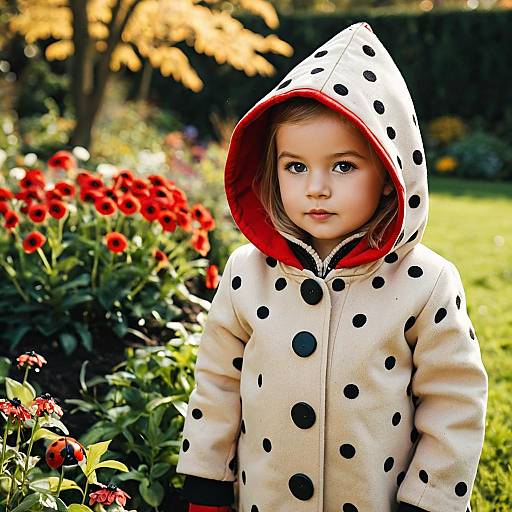 Young Girl in Ladybug Costume Outdoors