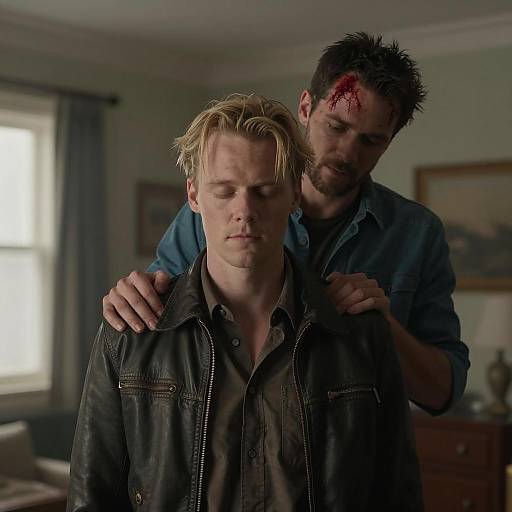 Intense Moment Between Two Men Indoors