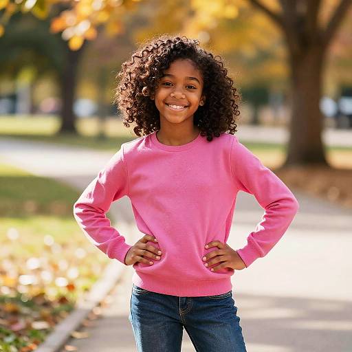 Confident Black Girl in Autumn Park