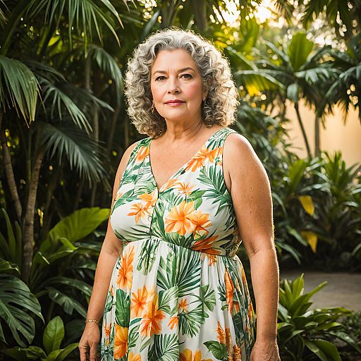 Tropical-Themed Portrait of Elderly Woman Tropical-Themed Portrait of Elderly Woman