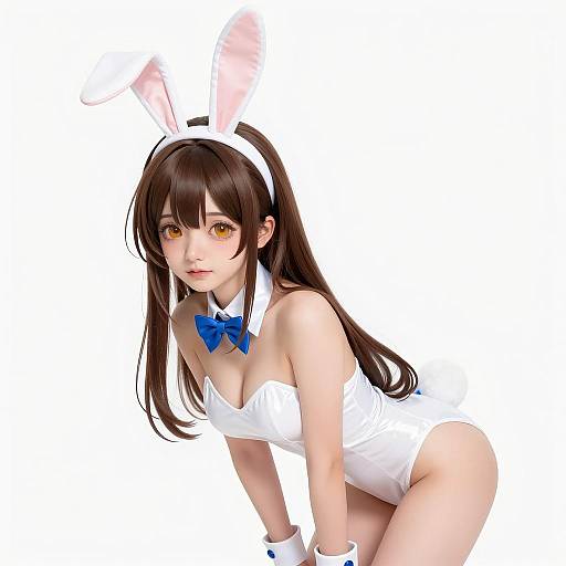 Anime Girl in Glossy Bunny Costume