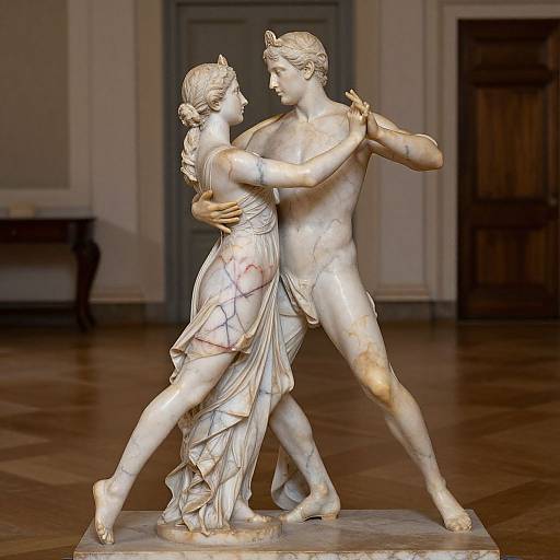 Dancing Marble Statues in Ballroom