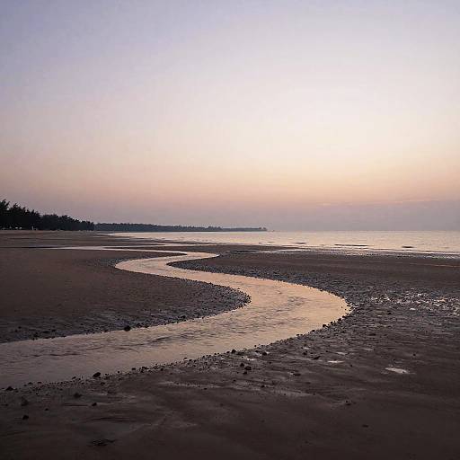 Twilight Sandy Peninsula Minimalist Scene