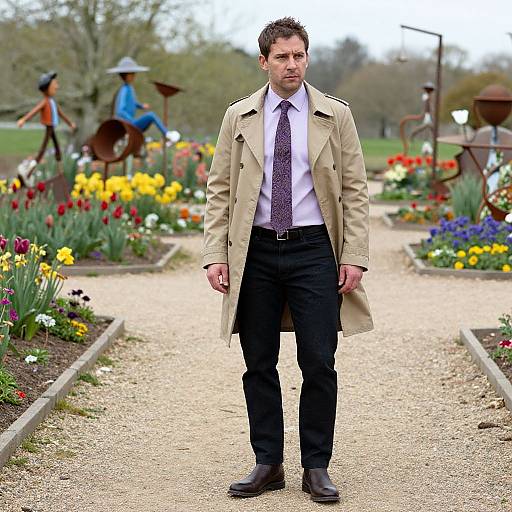 Stylish Man in Rustic Garden Setting