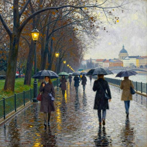 Impressionist Rainy Park Avenue Budapest