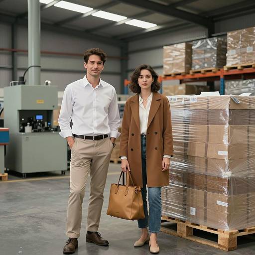 Industrial Warehouse Scene with Two People