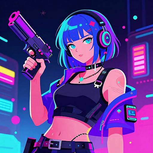 Neon Cyberpunk Anime Girl