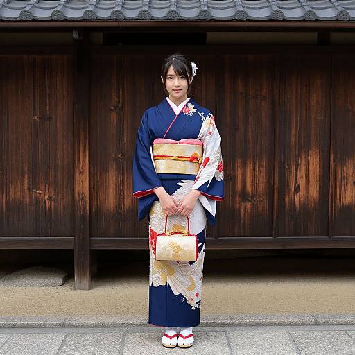 Graceful Woman in Traditional Kyoto Kimono