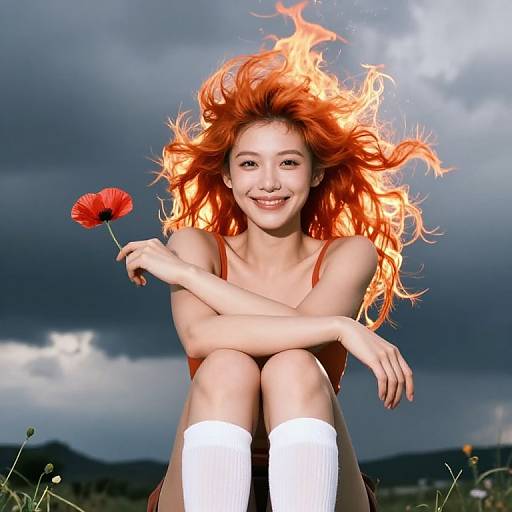 Fiery Hair and Cheerful Eyes Portrait