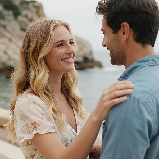 Charming Couple by the Coastal Landscape