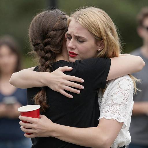 Emotional Outdoor Embrace Between Friends