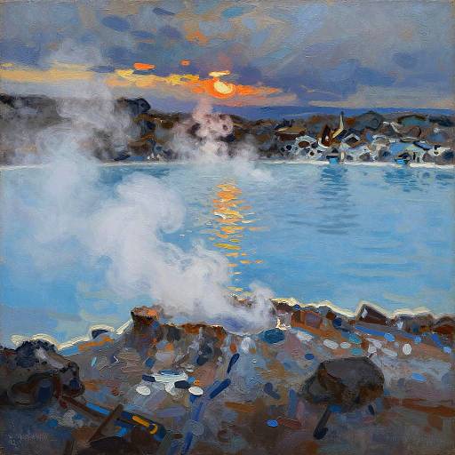 Impressionistic Blue Lagoon Oil Painting