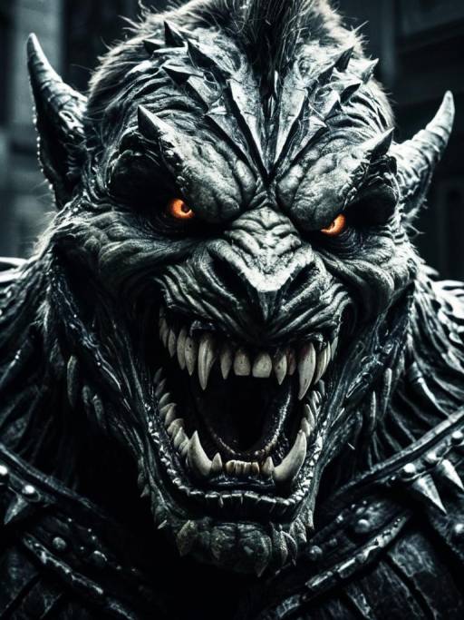 Cinematic Portrait of Beast Teeth Costume