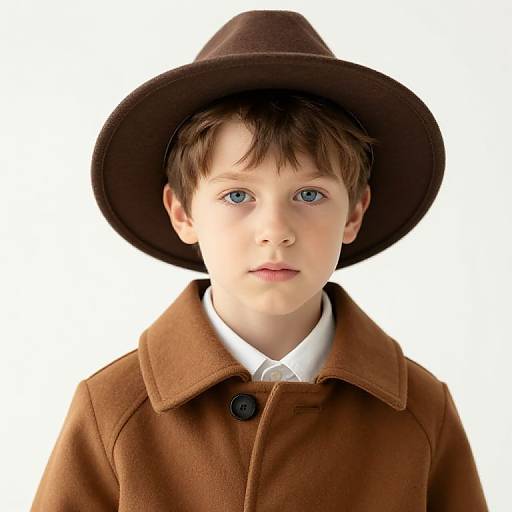 Boy in Brown Coat and Hat