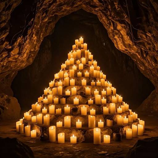 Ethereal Candlelit Pyramid in Void