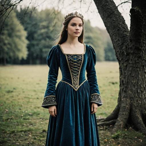 Young Woman in Medieval Princess Dress Outdoors