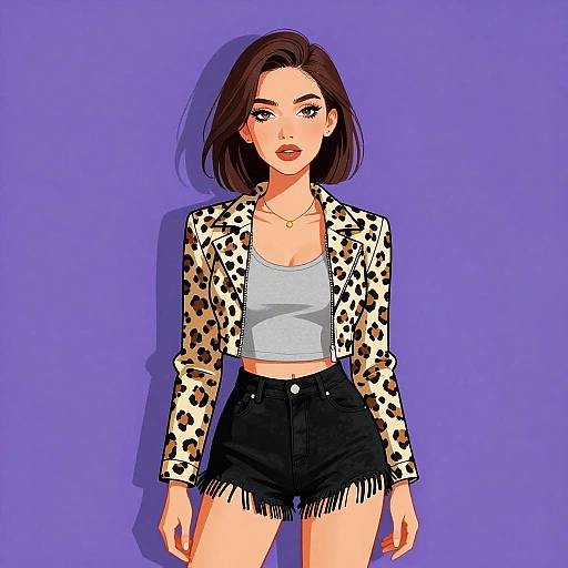Edgy Woman in Leopard Print Jacket