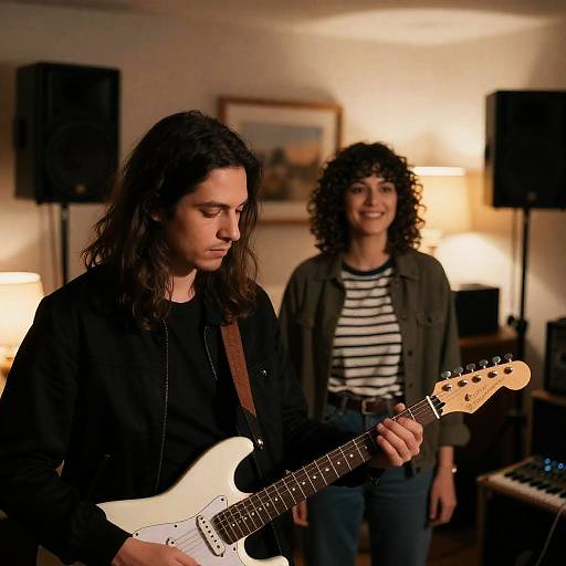 Intimate Music Scene in Dim Lighting