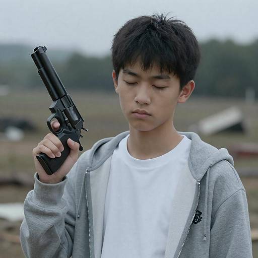 Intense Portrait of a Teenage Boy