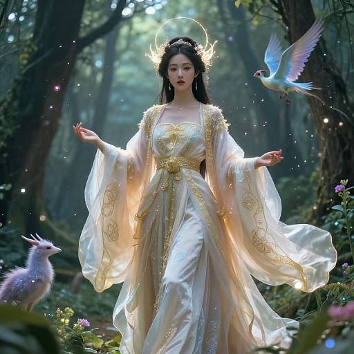 Ethereal Fantasy Goddess in Magical Forest