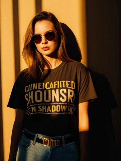 Woman in Casual Graphic T-Shirt and Sunglasses