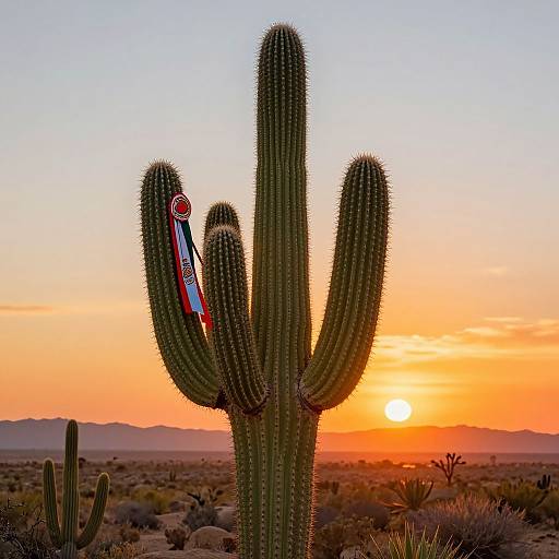 Vibrant Mexican Saguaro Cactus Art