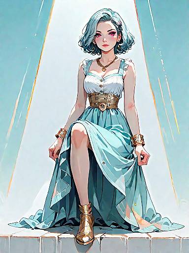 Chic Girl in Casual Skater Dress