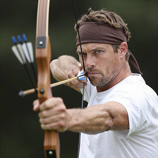 Intense Archer with Blue Eyes and Bow