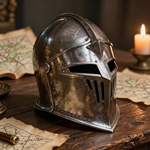 Intricate Crusader Knight Helmet