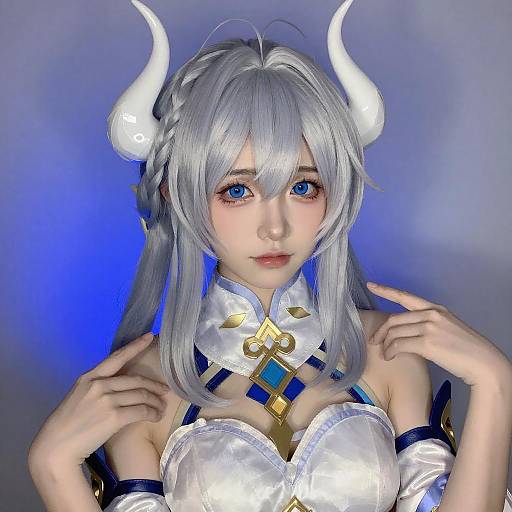 Anime Cosplayer with Silver Hair