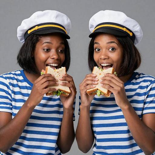 Joyful Friends Enjoying Sandwiches Together