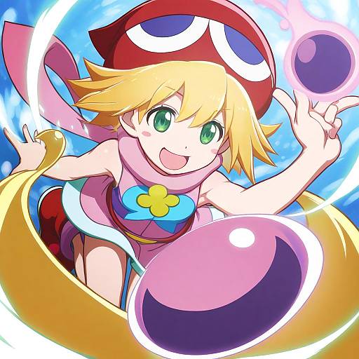 Illustration of Amitie (puyopuyo), puyopuyo in the style of Takeda yukimura