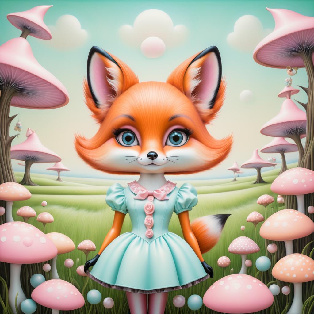 Whimsical Pop Surrealism Fox Painting