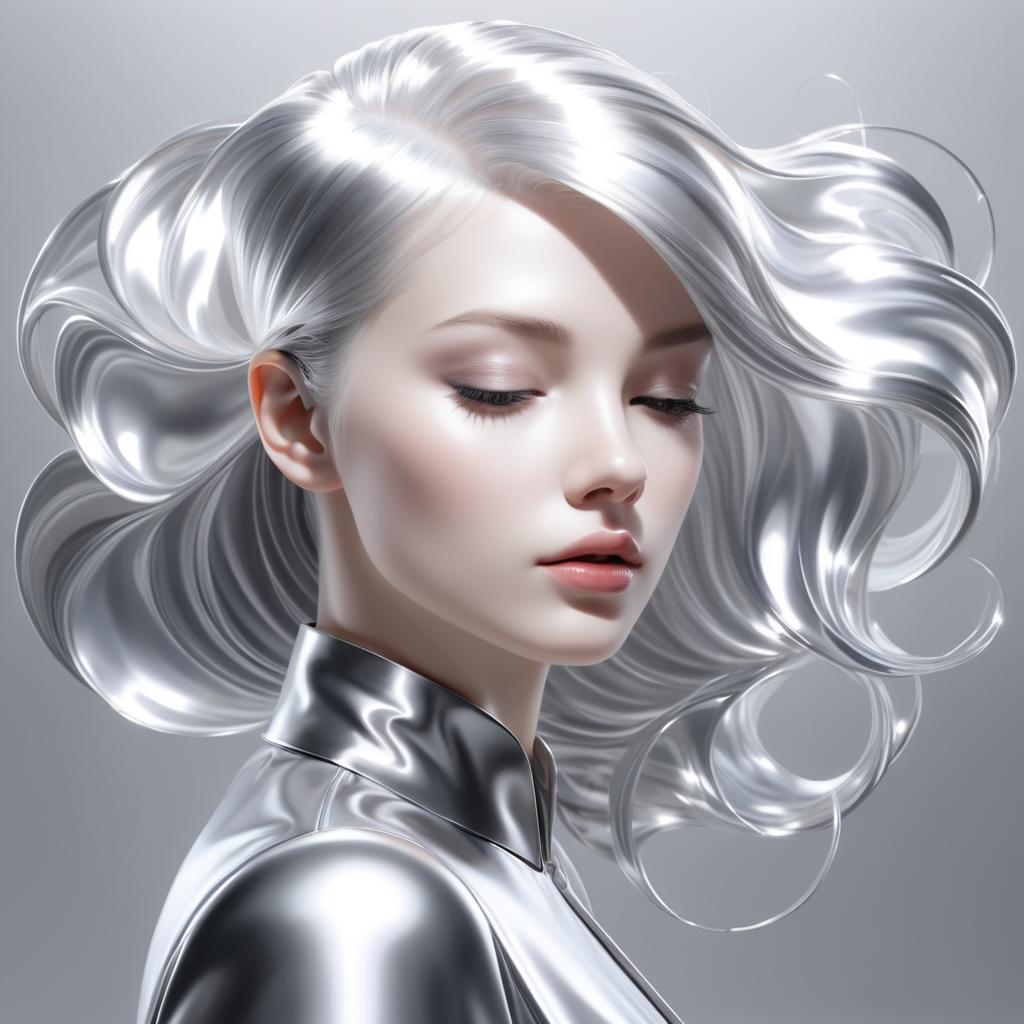 Hyper-Realistic Silver-Haired Girl Rendering