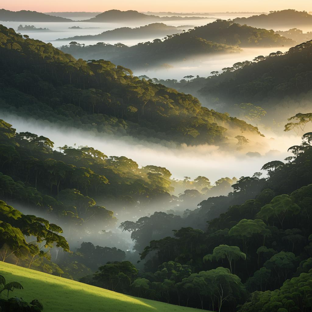 Serene Rainforest Canopy at Dawn