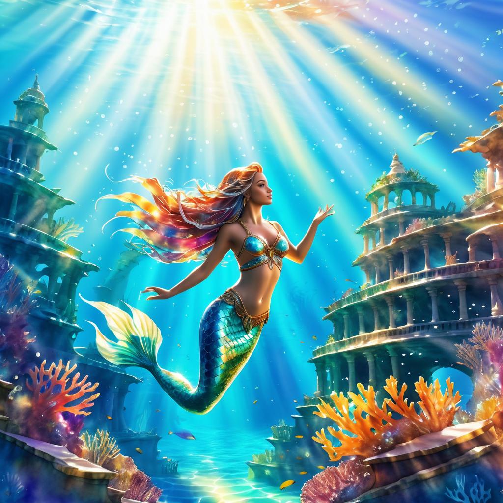 Mermaid Exploration of a Sunken Shipwreck