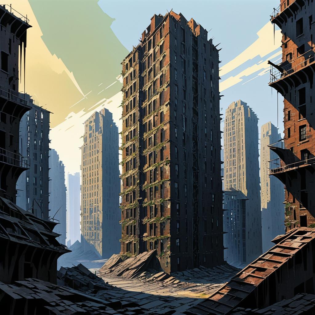 Post-Apocalyptic Skyscraper Landscape Art