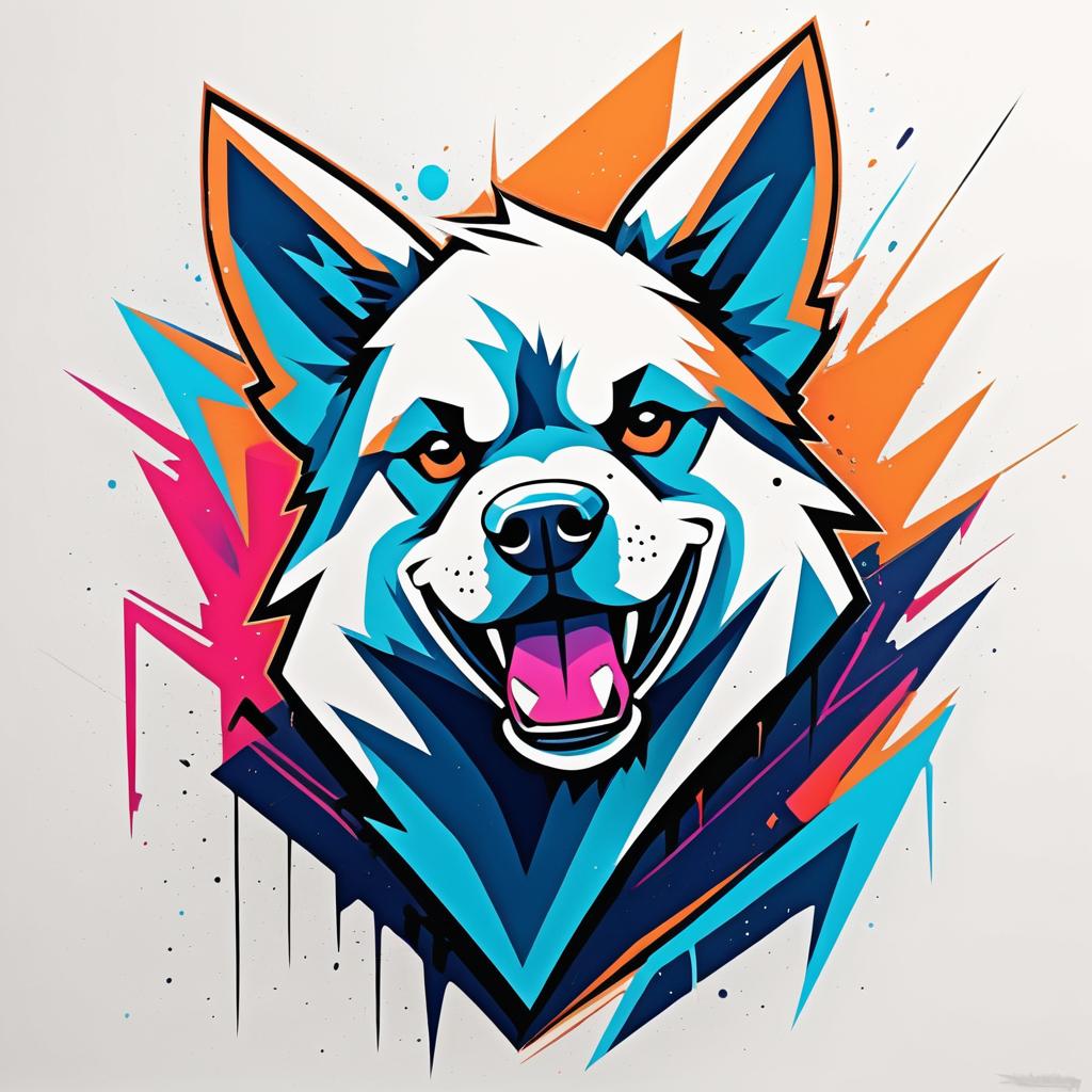 Abstract Cartoon Dog with Graffiti Style