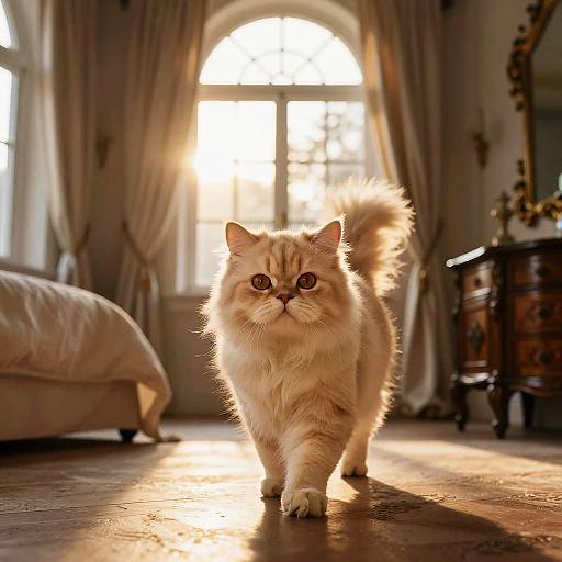 Regal Persian Cat in Elegant Bedroom