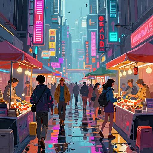 Futuristic Cyberpunk Street Market