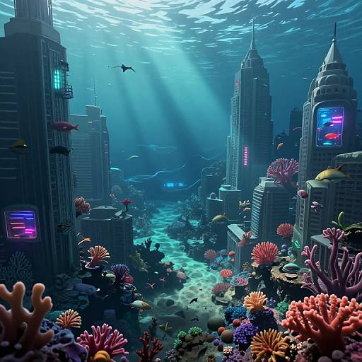 Surreal Underwater Cityscape Fusion