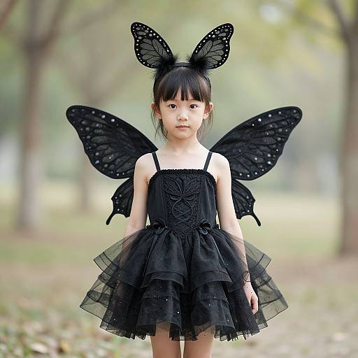 Black Pixie Costume with Butterfly Wings