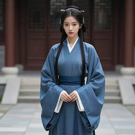 Young Woman in Blue Ming Dynasty Hanfu