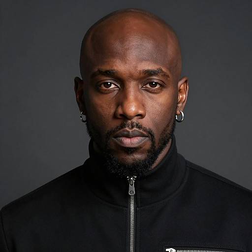 Serious Bald Black Man Portrait