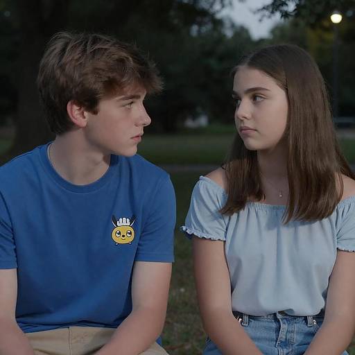 Teenagers Sitting and Facing Each Other Outdoors