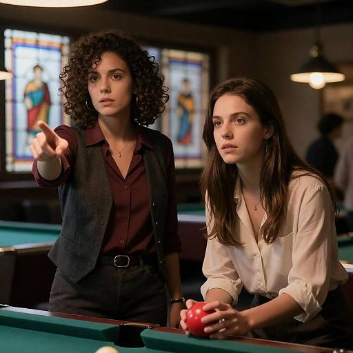 Women in a Bar with Pool Table