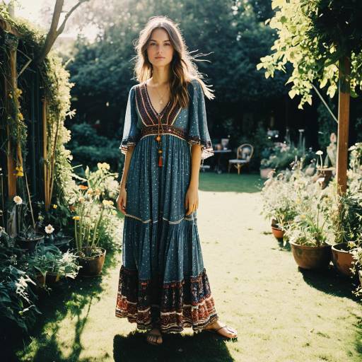 Young Woman in Bohemian Garden Fashion