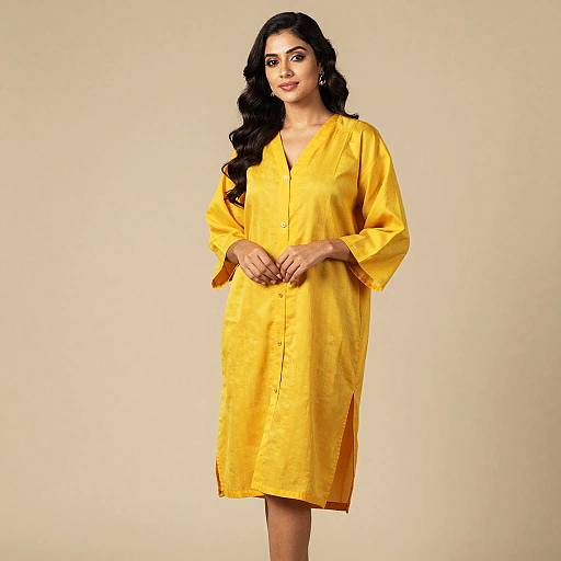 Woman in Yellow Western Dress