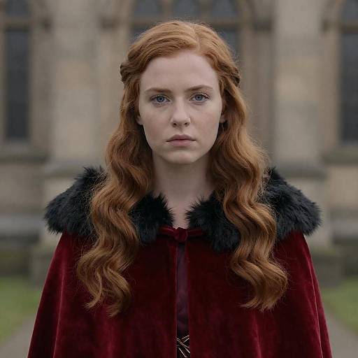 Young Woman in Red Velvet Cloak