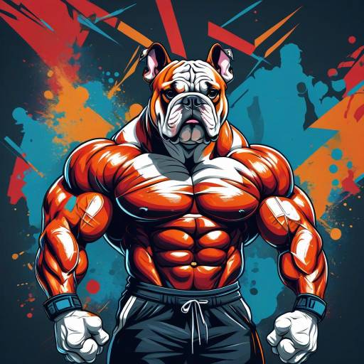 Muscular Bulldog Bodybuilder in Urban Gym